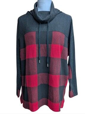 SCAPA Lauren Perre Buffalo Plaid Cowl Neck Drawstring Sweater Canada L Tunic